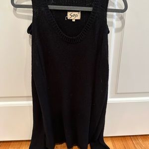 Large Black Sweater with slits in arms.